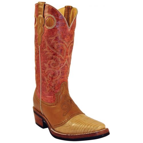 Ferrini Ladies 81171-46 Sand / Pink Genuine Lizard Saddle Vamp Cowgirl Boots